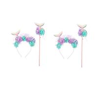 GALPADA 2sets Festival Hair Accessories Set Mermaid Tail Headband Fairy Wand Dress up Props for Girls for Birthday Cosplay