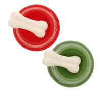 GALPADA 2sets Miniature Pet Bowl Tiny Plastic Dog Food Dishes with Bone Figurines for Dollhouse Play Adorable Realistic Pet Accessories for Boy Girl Boy Girl Collections