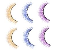 GALPADA 3 Pairs Colored False Eyelashes Lightweight Fashion Eyelashes for Halloween Party Show Cosplay with Yellow Purple Blue Styles
