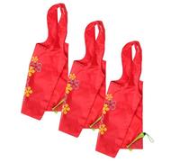 GALPADA 3 Pcs Foldable Shopping Bags Reusable Polyester Tote Bags for Women Portable Outdoor Handbags Strawberry Style for Grocery and Retail Shopping