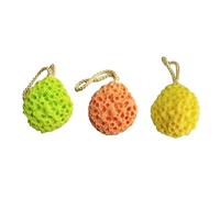 GALPADA 3 Pcs Honeycomb Shower Exfoliating Sponges Soft Bathing Brush Wipes for Adults Durable Cleansing Accessories with Hanging Rope for Home Travel Dorm Yellow Green Orange