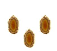 GALPADA 3 Pcs Red Natural Agate Stone Slice Pendants with Mini Hanging Ring Design and Fine Workmanship, DIY Decorative Accessories for Keychain and Anklet Jewellery Making