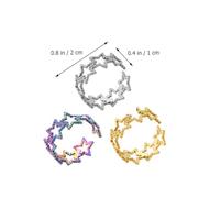 GALPADA 3 pcs Stainless Steel Star Open Rings Adjustable Decorative Finger Bands for Women and Men Chic Fashion Jewelry in Gold Iridescent Colors