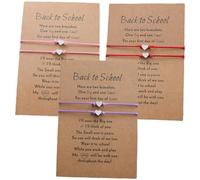 GALPADA 3 Sets Lovely Weaving Bracelets for Back to School Mother Daughter Heart Bracelets with Inspirational Cards for Moms
