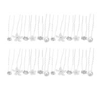 GALPADA 30pcs U-shaped Wedding Hair Pins with Rhinestone Flower Design, Fake Pearl and Iron Material, Comfortable to Wear and Easy to Insert, Hair Accessories for Brides and Daily Use