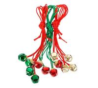 GALPADA 36pcs Christmas Bell Necklaces Set Cross Pendants, Red and Green Cord Hanging Decorations for Home and Party, Xmas Themed DIY Festival Bell Ornaments
