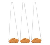 GALPADA 3pcs 3d Fried Chicken Pendant Necklace Set Featuring Drumstick and Chicken Wings Design, Pvc and Metal Material, Hip Hop Style Novelty Food Jewelry for Festival Events and Parties