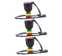GALPADA 3pcs African Handmade Drum Miniature Djembe Desktop African Drum for Music Random Color