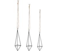GALPADA 3pcs Black Iron Air Plants Holders with Hemp Rope, Lightweight Geometric Hanging Plant Holder for Wall Decoration, for Art and Gifts for Occasions