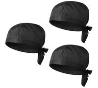 GALPADA 3pcs Bouffant Scrub Cap for Nurse Hair Cover for Surgery Operating Caps Elastic Bouffant Hat for Working Black Scrub Hat