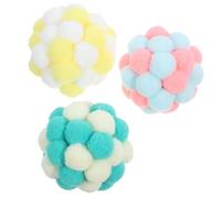 GALPADA 3pcs Cat Ball with Bell, Plush Interactive Play for Kittens | Handmade Rainbow Style, Gentle on Paws, Indoor Cat Play, Pet Training Ball, Single Piece