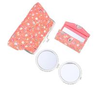 GALPADA 3pcs Chinese-Style Makeup Organizer Set with Purse Lipstick Case and Compact Mirror Versatile Cosmetic Storage Bag for Coins Cards Keys and Small Essentials Stylish Orange Clutch
