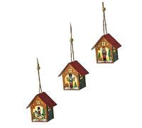GALPADA 3PCS Christmas Nutcracker Soldier Wooden Hanging Ornaments Luminous Xmas Tree Pendants Decorative Xmas Party Decorations Festive Home Decor