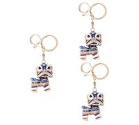 GALPADA 3pcs Creative Rhinestone Keychain Chinese Style Dancing Lion Key Pendant for Car Keys Handbags and Accessories Keyring Decor for Festive Occasions