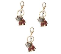 GALPADA 3pcs Cute Elephant Key Ring Pendant Diamond-Encrusted Lovely Keychain for Bags Cars Backpacks Eye-catching Decor for Keys Accessories