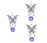 GALPADA 3pcs Evil Eye Hanging Ornament Butterfly Keychain Protective Charm for Car Rear View Decor and Material Unique Idea