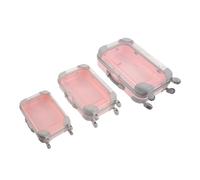 GALPADA 3Pcs False Eyelash Storage Box Set with Mini, Small and Large Pink Suitcases - Portable Lash Storage Case for Travel and Eyelash Extension Organization