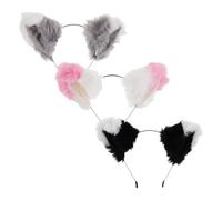 GALPADA 3pcs Fluffy Cat Ears Headbands Soft Fuzzy Kitten Hair Bands for Women Comfortable Roleplay Props for Halloween Costume Party Headwear Accessories for Cosplay and Daily Wear