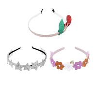 GALPADA 3pcs Glitter Headbands with Creative Cherry Flower and Star Shapes, Sparkly Plastic Hair Accessories for Parties and Ceremonies