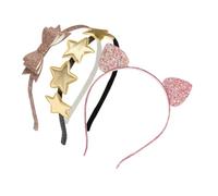 GALPADA 3Pcs Glitter Sequin Kitten Ear Hairband Set Lightweight Durable Bow Headbands for Women Party Daily Dance Costume Accessories