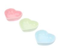 GALPADA 3PCS Hamster Food Bowls Set, Heart-Shaped Ceramic Pet Feeding Containers in Pink, Green, Blue, Decorative Small Animal Eating Bowls for Hamsters and Squirrels