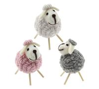 GALPADA 3pcs Handmade Wool Felt Sheep DIY Craft Supplies Lightweight Woolen Decorative Parts for Jewelry Doll Hat Accessories in Pink Gray White