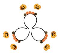 GALPADA 3pcs Headband with Pumpkin Spirit Faces, Cute Orange Costume | Cloth Metal Plastic Build, Wide Elastic Fit, Matte Finish, Secure Grip for School Events and Classroom Activities