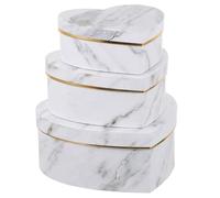 GALPADA 3pcs Heart-shaped Paper Gift Boxes with Lids, White Marble Design, Flexible and Easy to Carry Storage Boxes for Valentine's Day and Birthday Parties