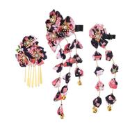 GALPADA 3pcs Japanese Style Hair Clips with Elegant Flower Tassels Traditional Kimono Hair Barrettes for Women and Classic Asian Accessories for Bridal and Formal Wear