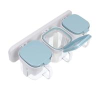GALPADA 3pcs Kitchen Spice Storage Box Set with Sealed Design and Space Saving Plastic Hanging Rack, Includes 3 Spoons, Wall Mounted Seasoning Containers for Organised Kitchen