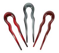 GALPADA 3pcs Large U-shaped French Hair Pin Set Vintage Dot Pattern Hair Sticks for Women Accessories for Long Buns and Styling Burgundy and Grey Blue Colors