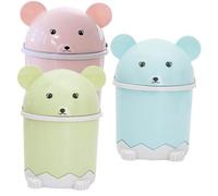 GALPADA 3Pcs Mini Countertop Trash Can with Flip Lid Small Portable Desktop Garbage Bins in Blue Green Pink Compact Lovely Storage Buckets for Home Bathroom Office Use