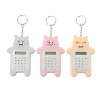 GALPADA 3pcs Mini Cute Bear Keychain Calculators with Plastic Buttons Portable Adorable Mini Calculators for Students Suitable for School and Office Use Random Color