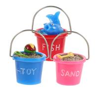 GALPADA 3pcs Miniature Beach Bucket Ornament Set for Dollhouse Coastal Garden Decor Realistic Sand Bucket Accessories for Boys and Girls and Toddlers for Summer Beach Play