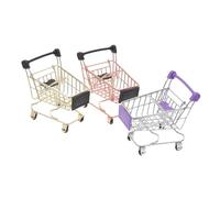 GALPADA 3pcs Miniature Shopping Carts Faux Creative Makeup Sponge Holder Desktop Organizer for Valentines Day Mother Day Birthday and