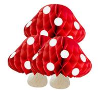 GALPADA 3pcs Mushroom Honeycomb Ornaments Forest Party Supplies for Birthday Wedding Decor Durable Paper Material Create Fairyland Atmosphere