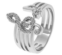 GALPADA 3pcs Musical Note Ring for Women Girls Rhinestone Open Adjustable Fashionable Ring for Everyday Wear