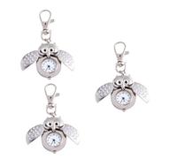 GALPADA 3pcs Owl Pocket Watch Fashion Lovely Cartoon Key Chain Chic Charm Accessories for Everyday Use