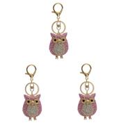 GALPADA 3pcs Owl Rhinestone Keychain Pendant for Bags and Cars Creative Accessory for Birthdays Valentine Day More Stylish Keyring for Women and Girls
