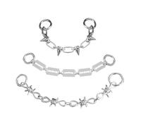 GALPADA 3pcs Punk Iron Shoe Chains for Boots and Sneakers Silver | Mix and Match Styling, for Daily Wear Concerts Festivals, Easy Install on Sandals with Holes