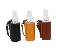 GALPADA 3pcs Refillable Travel Perfume Bottles with Pu Keychain Holders Portable Mini Spray Containers for Liquids Suitable for Travel Toiletries in Black, Dark Brown, Yellow