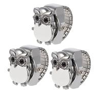 GALPADA 3pcs Retro Owl Design Finger Watch Creative Small Watch for Daily Wear Fit Unique Decorative Accessory for Women and Men