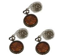 GALPADA 3pcs Retro World Map Embossed Pocket Watch Pendant Unique Hanging Design for Men and Women Quality Movement for Father Day and Special Occasions