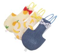 GALPADA 3pcs Reusable Bird Flight Suit Diaper for Budgie and Cockatiel, Washable Cloth Veststyle with Bowtie and Banana Pineapple Pattern, Comfortable Leakproof Outdoor Travel Bird Clothes