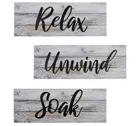 GALPADA 3Pcs Rustic Wooden Bathroom Wall Signs Set, Printed Hanging Boards for Shower Room, Toilet Ornament and Creative Wall Pendant Home Decor