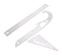 GALPADA 3pcs Sewing Ruler Set for Garment Making and Tailoring, High Precision Plastic Patchwork Rulers with Straightedge, Curved, and Triangular Templates for Accurate Cutting