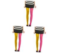 GALPADA 3pcs silk stockings tight sheer stocking two toned tights womens tights for Pantyhose Stockings Tights For women girls Kids color thigh socks panty hose clown Miss leggings