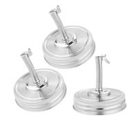 GALPADA 3pcs Stainless Steel Mason Jar Lids with Leak-proof Pour Spout and Airtight Closure for Precise Olive Oil and Vinegar Dispensing in Kitchen Use