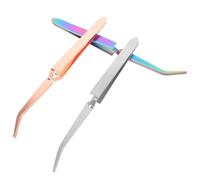 GALPADA 3Pcs Stainless Steel Nail Shaping Tweezers Set with Silver Rose Gold and Titanium Finish for Manicure Acrylic Nail Extension Rhinestone Picking