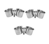 GALPADA 3pcs Stainless Steel Parrot Feeder Cup Double Food Water Bowl for Millet Birds Easy Hanging Clip Silver
